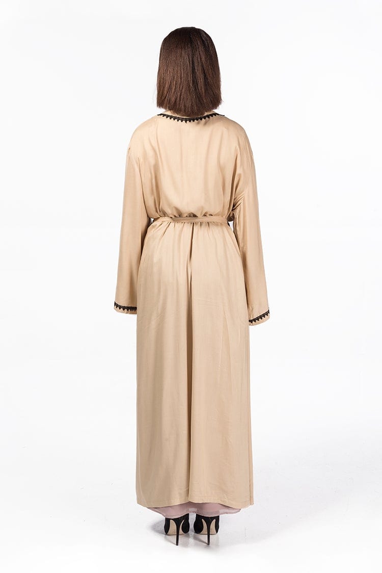 jolienisa Kimono Robe with Lace Trim - Nude