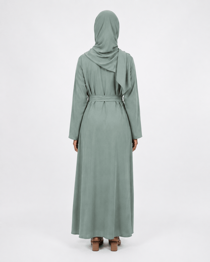 Jolie Nisa Abaya Jade Belted Nida Abaya | Includes Matching Hijab & Pockets Jade Belted Nida Abaya | Includes Matching Hijab & Pockets
