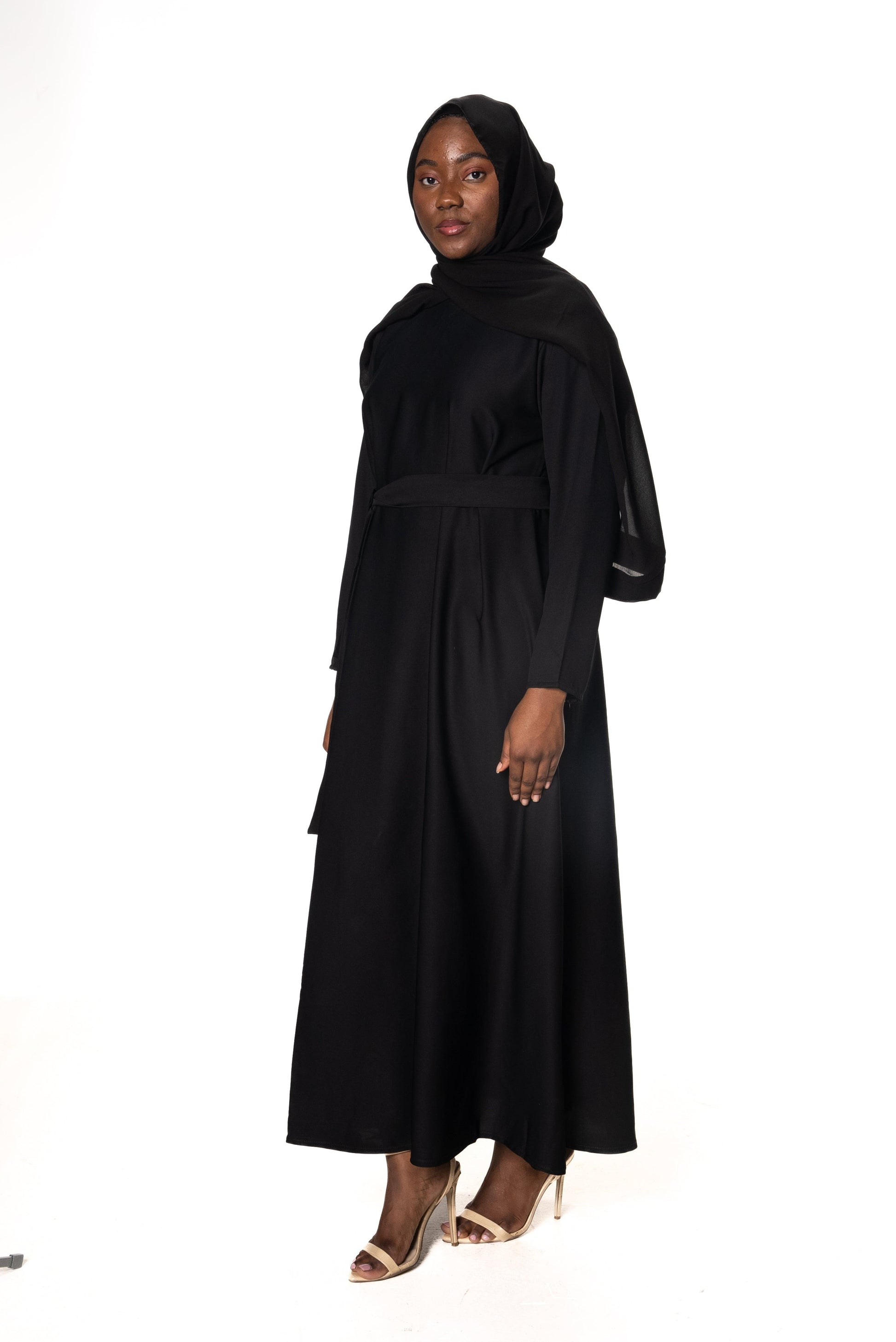 abaya dress with hijab black Luxorious Black Hijab Islamic Evening Gown 5383S