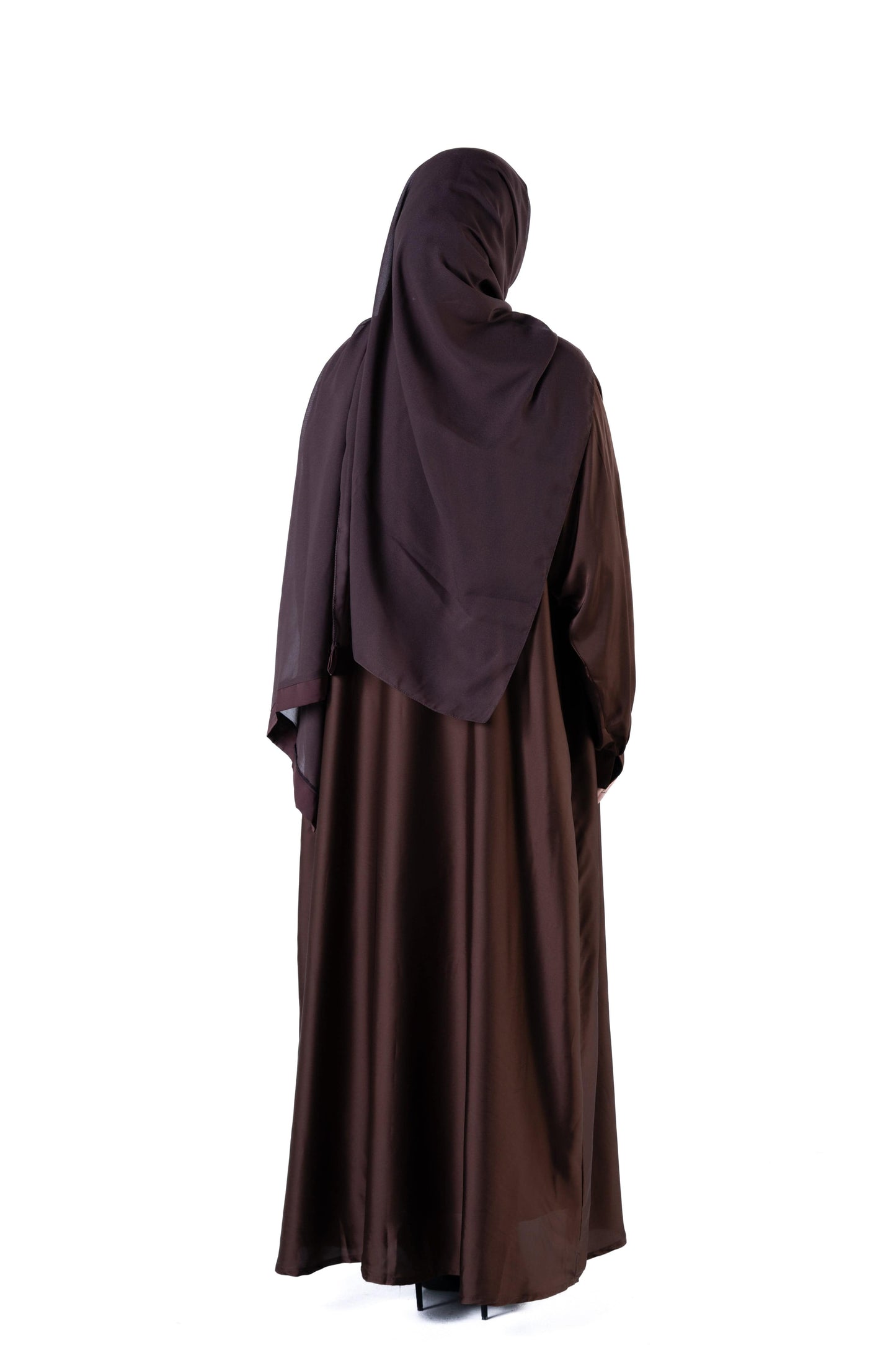 Jolie Nisa Abaya Luxurious  Brown Open Abaya Kimono with Border Trim | Jolie Nisa | Montreal