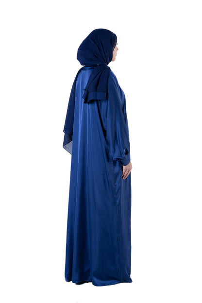 Jolie Nisa Abaya Luxurious Soft Navy Blue Open Abaya Kimono with Border Trim | Jolie Nisa | Montreal Soft Navy Blue Kimono Abaya | Modest Fashion | Montreal, Canada