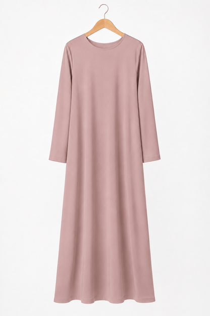 Full-length Rose Gold opaque inner abaya with long sleeves