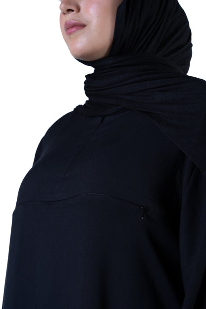jolienisa Black Basic Abaya Essential Black Abaya: Comfort Elegance for Hajj,Umrah, and Daily Wear