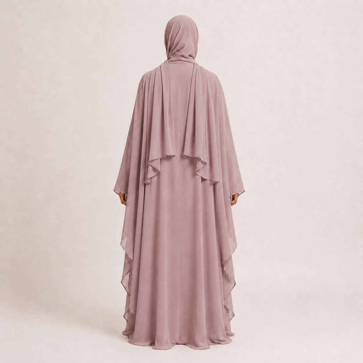 Jolie Nisa Kaftan Dusty Rose Butterfly Farasha Abaya | Jolie Nisa Farasha Butterfly Abaya with Hijab | Rose Pink | Jolie Nisa