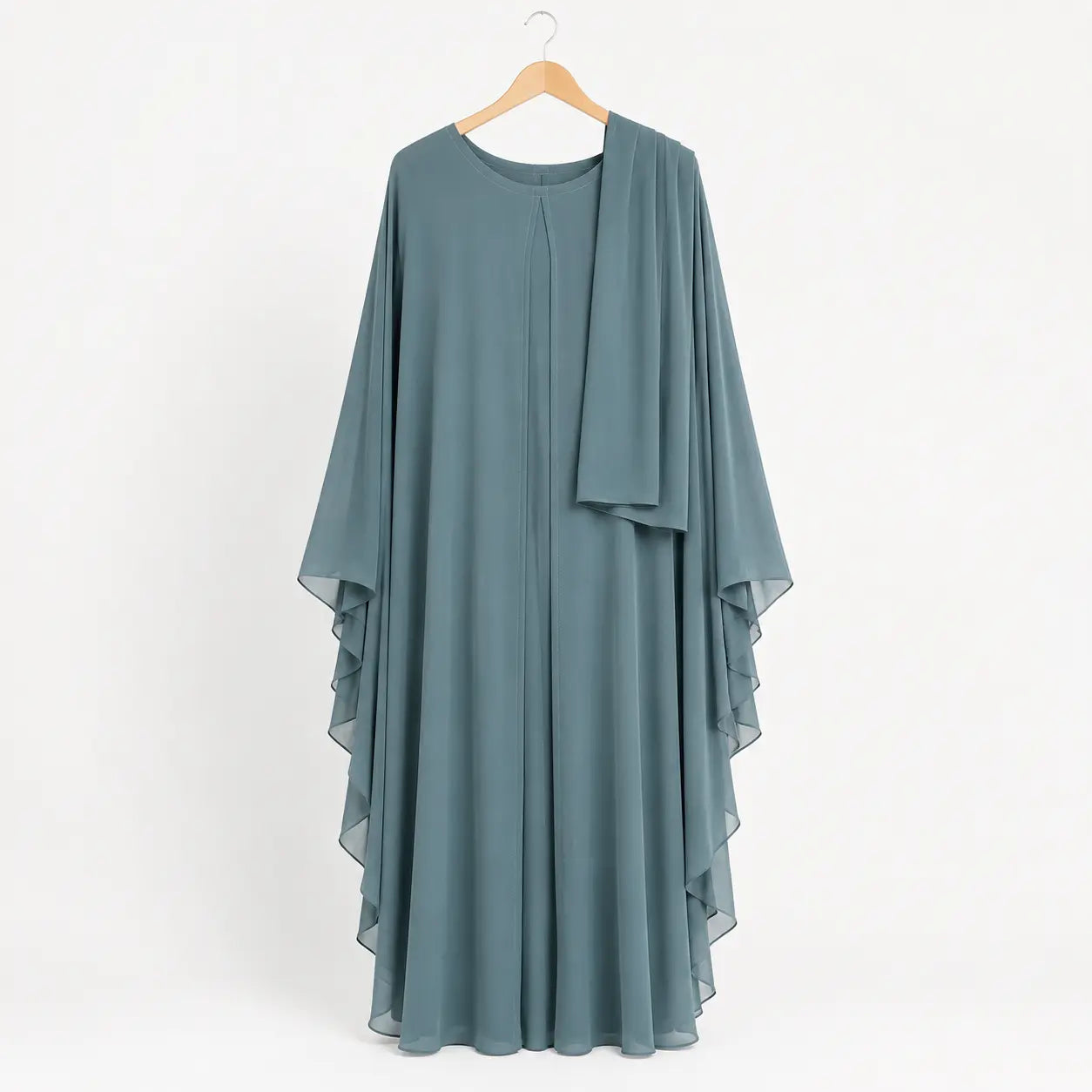 Jolie Nisa Kaftan Jade Green Chiffon Butterfly Farasha Abaya with Hijab Jade Green Chiffon Butterfly Farasha Abaya with Hijab
