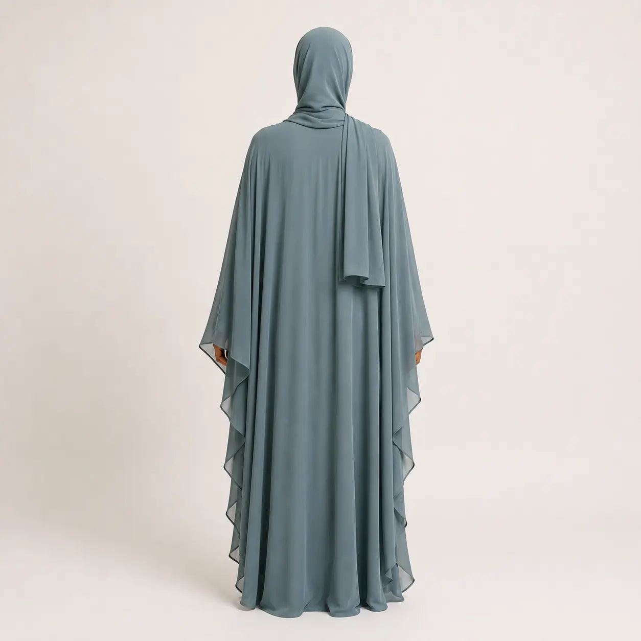 Jolie Nisa Kaftan Jade Green Chiffon Butterfly Farasha Abaya with Hijab Jade Green Chiffon Butterfly Farasha Abaya with Hijab