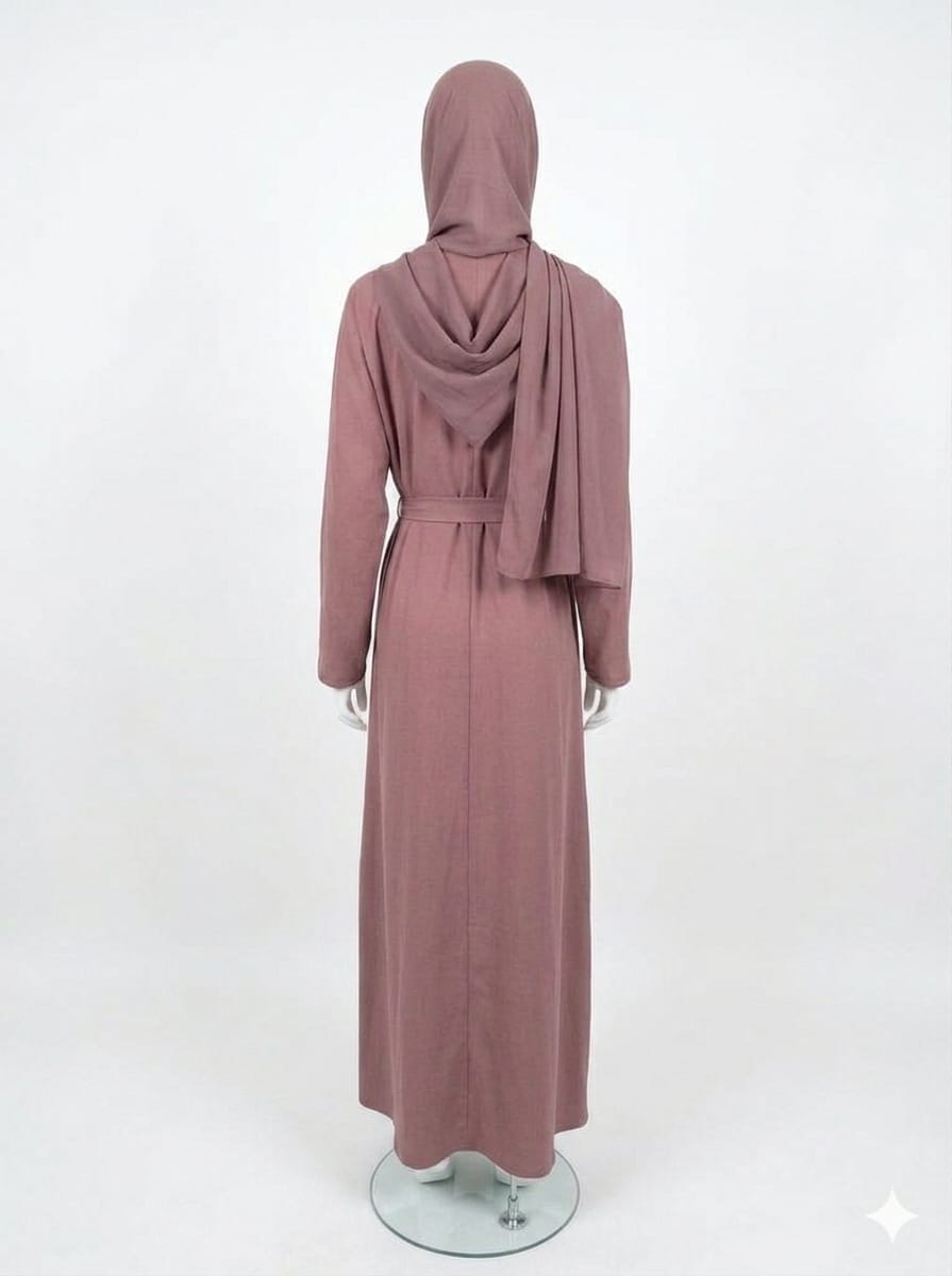 jolienisa Mauve Belted Nida Abaya | Includes Matching Hijab & Pockets Mauve Belted Nida Abaya | Includes Matching Hijab & Pockets