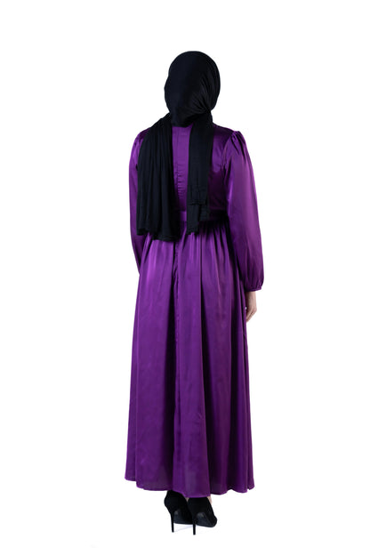 Jolie Nisa Maxi Dress Jolie Nisa Elegant Royal Purple Silk Dress | Long Dress with Belt | Maxi Dress | Modest Wear Montreal Canada Jolie Nisa Royal Purple Silk Dress Collection | Modest Wear Montreal