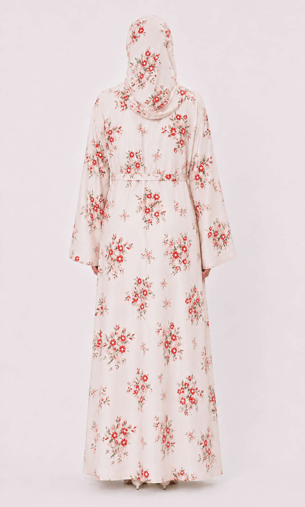 Jolie Nisa Open ABaya Blush Ivory Floral Open Kimono Abaya Set – 4 Piece Blush Ivory Floral Kimono Abaya Set – 4 Piece