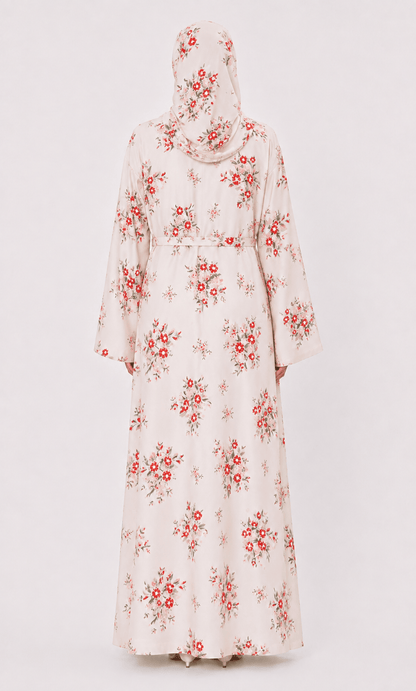 Jolie Nisa Open ABaya Blush Ivory Floral Open Kimono Abaya Set – 4 Piece Blush Ivory Floral Kimono Abaya Set – 4 Piece