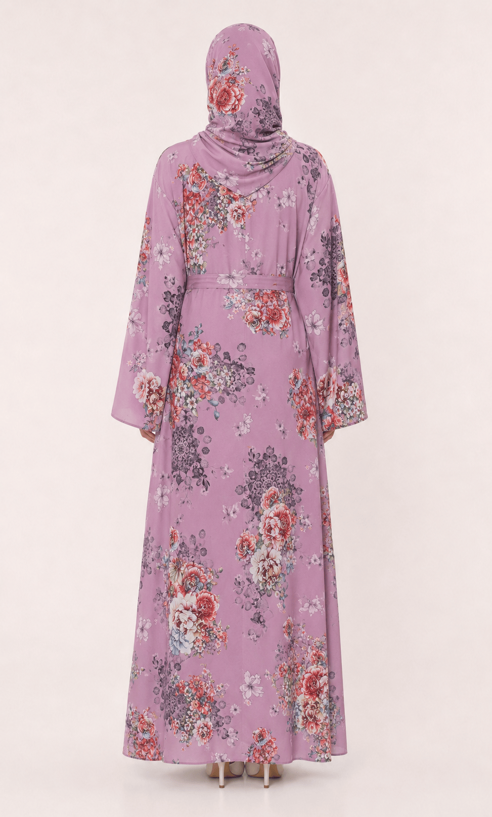 Jolie Nisa Open ABaya Dusty Mauve Floral Open Kimono Abaya Set – 4 Piece Dusty Mauve Floral Kimono Abaya Set – 4 Piece | Jolie Nisa