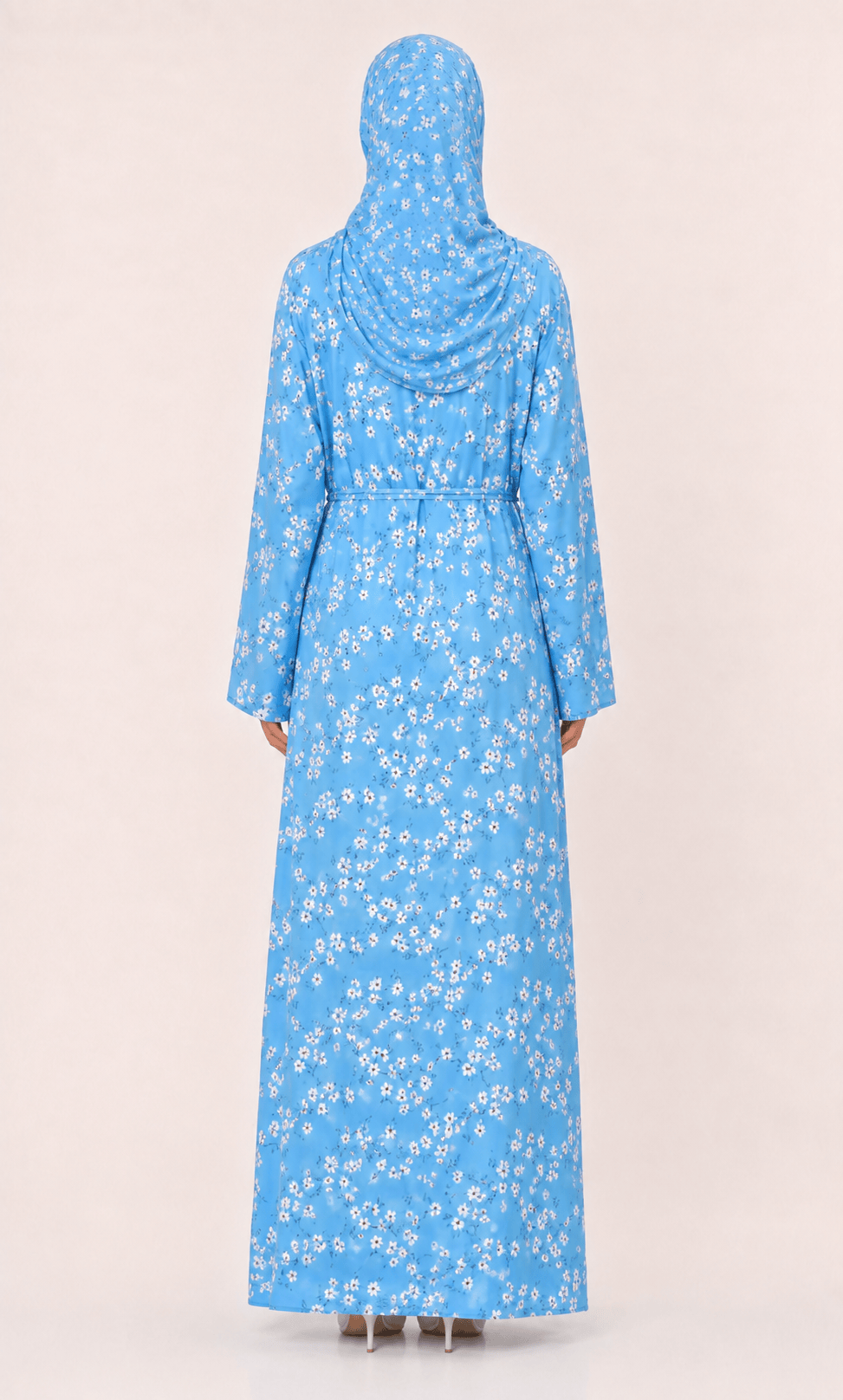Jolie Nisa Open ABaya Sky Blue Floral Open Abaya Kimono Set (4-Piece) | Jolie Nisa Sky Blue Floral Open Kimono Abaya Set – 4 Piece