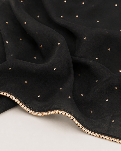 jolienisa Rhinestone Chiffon Hijab Black Rhinestone Chiffon Hijab Black Rhinestone Chiffon Hijab | Jolie Nisa