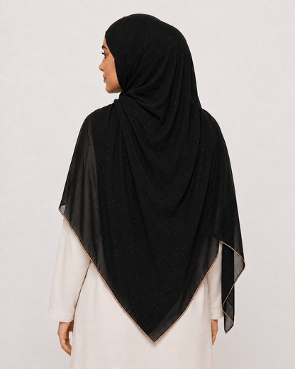 jolienisa Rhinestone Chiffon Hijab Black Rhinestone Chiffon Hijab Black Rhinestone Chiffon Hijab | Jolie Nisa