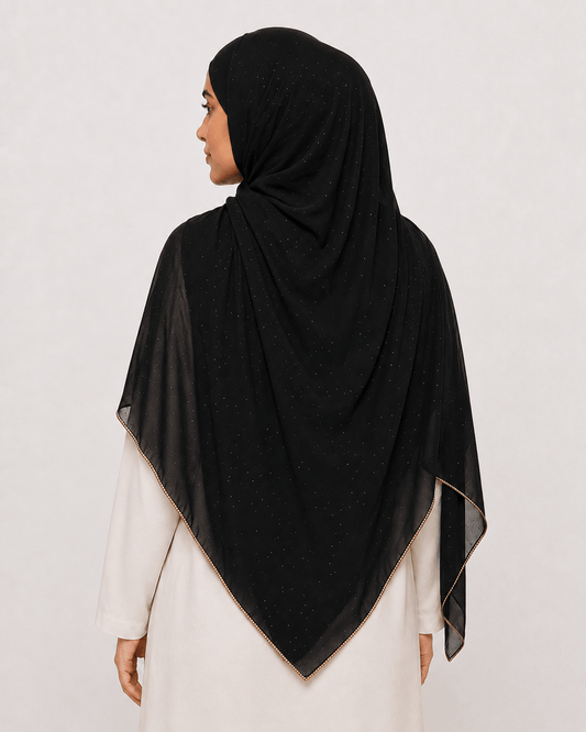 jolienisa Rhinestone Chiffon Hijab Black Rhinestone Chiffon Hijab Black Rhinestone Chiffon Hijab | Jolie Nisa