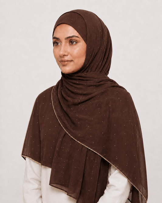 jolienisa Rhinestone Chiffon Hijab Brown Rhinestone Chiffon Hijab Brown Rhinestone Chiffon Hijab | Jolie Nisa