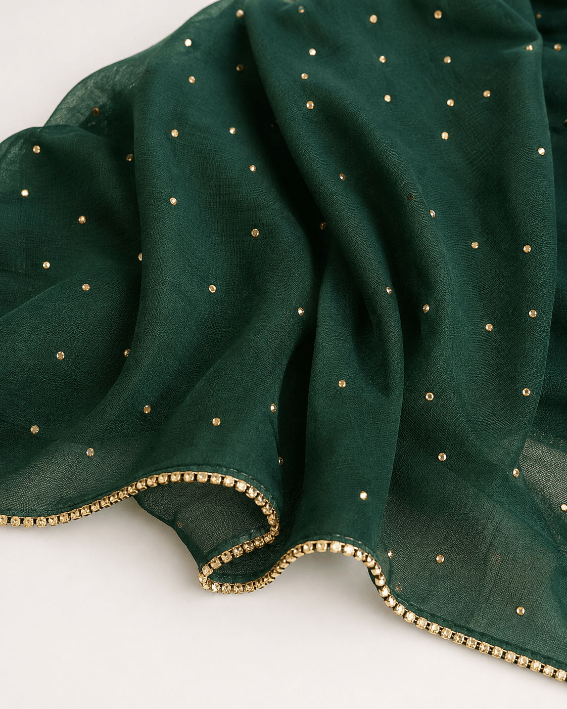 jolienisa Rhinestone Chiffon Hijab Emerald Green Rhinestone Chiffon Hijab Emerald Green Rhinestone Chiffon Hijab | Jolie Nisa