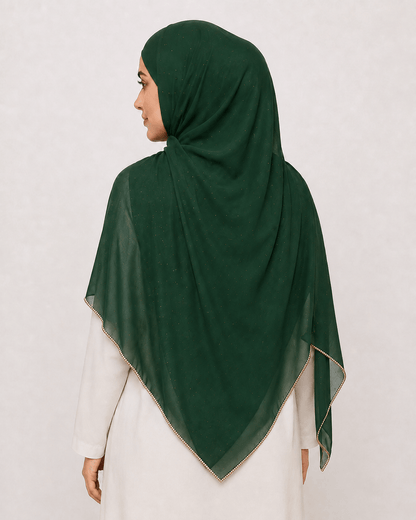 jolienisa Rhinestone Chiffon Hijab Emerald Green Rhinestone Chiffon Hijab Emerald Green Rhinestone Chiffon Hijab | Jolie Nisa