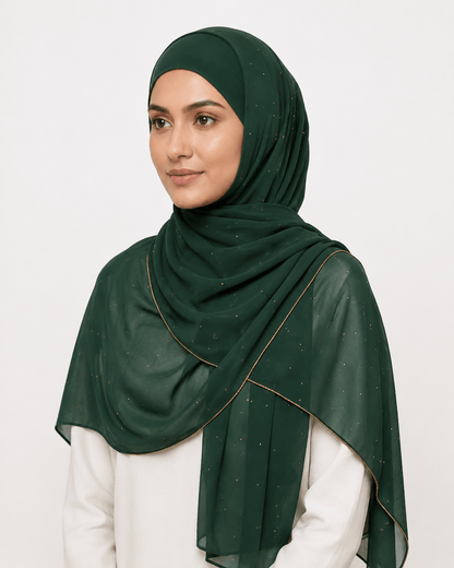 jolienisa Rhinestone Chiffon Hijab Emerald Green Rhinestone Chiffon Hijab Emerald Green Rhinestone Chiffon Hijab | Jolie Nisa