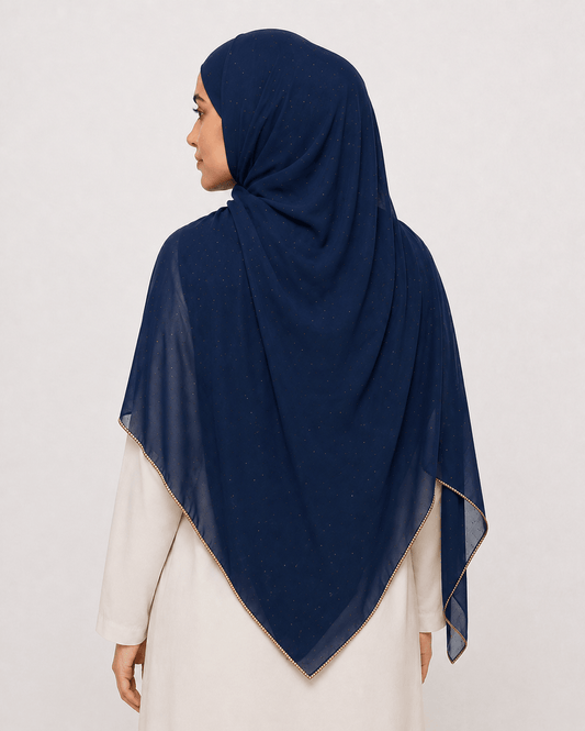 jolienisa Rhinestone Chiffon Hijab Navy Blue Rhinestone Chiffon Hijab Navy Blue Rhinestone Chiffon Hijab | Jolie Nisa
