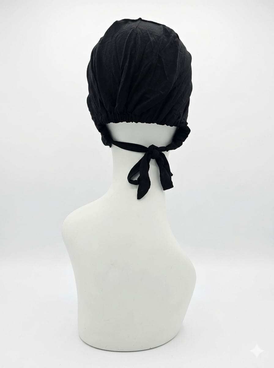 Jolie Nisa Tie Bonnet Black Tie Hijab Cap | Adjustable Under-Scarf Bonnet Black Tie Hijab Cap | Adjustable Under-Scarf Bonnet