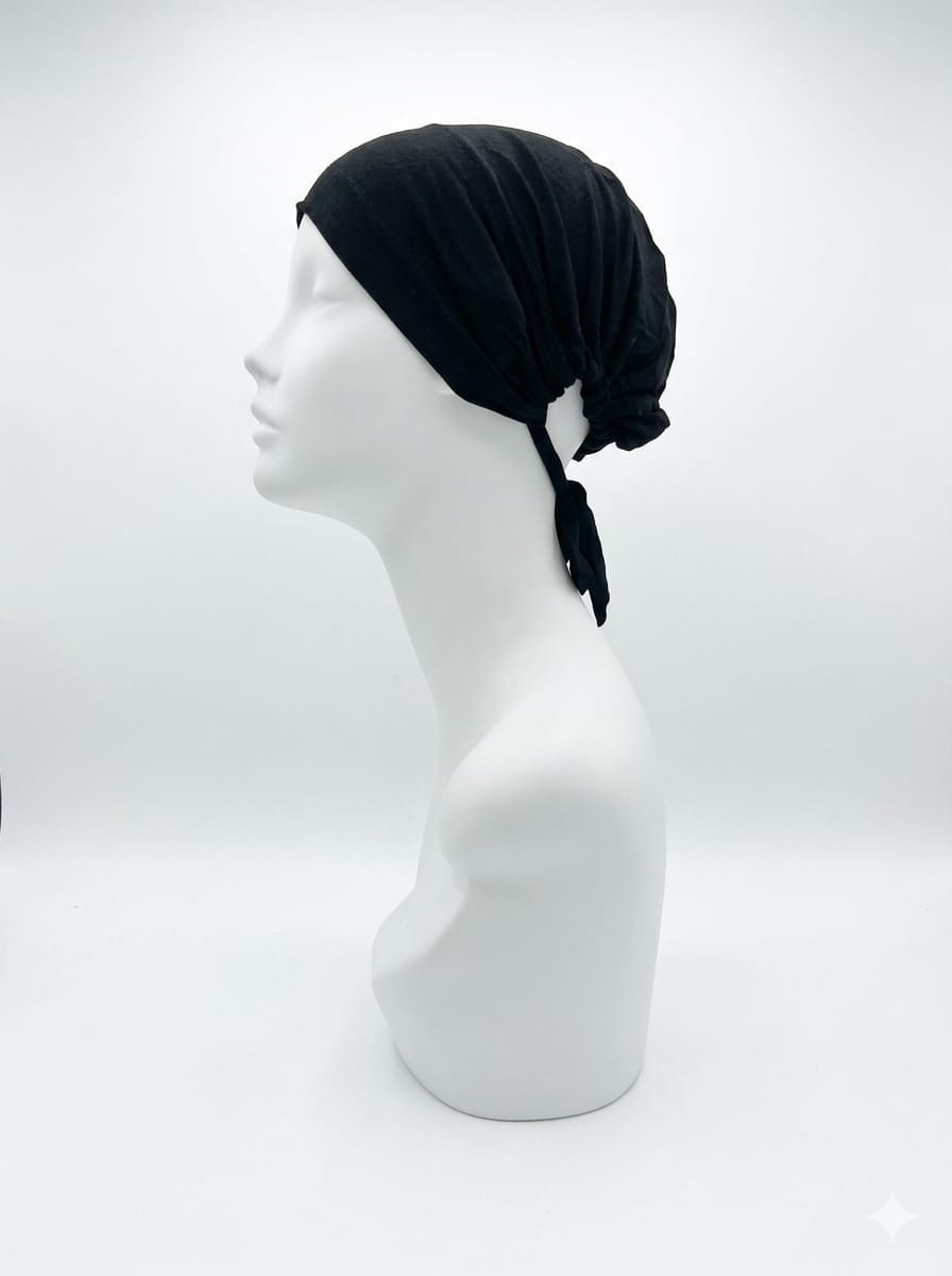 Jolie Nisa Tie Bonnet Black Tie Hijab Cap | Adjustable Under-Scarf Bonnet Black Tie Hijab Cap | Adjustable Under-Scarf Bonnet