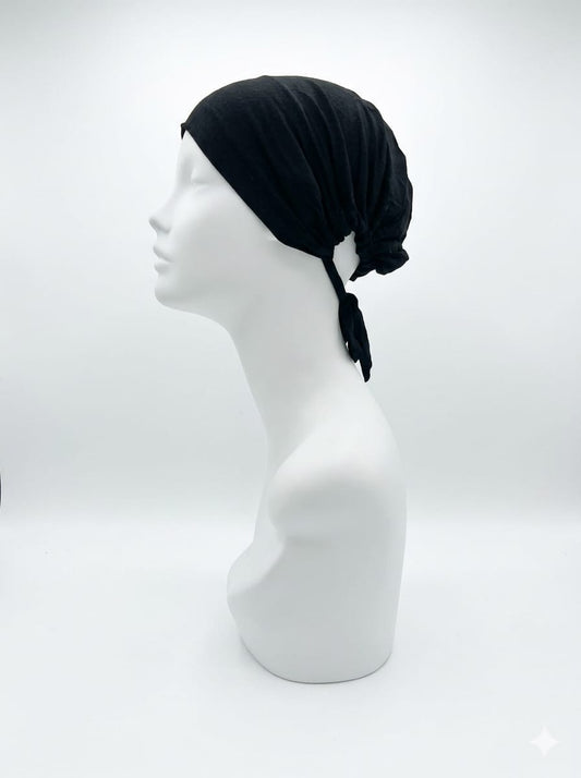 Jolie Nisa Tie Bonnet Black Tie Hijab Cap | Adjustable Under-Scarf Bonnet Black Tie Hijab Cap | Adjustable Under-Scarf Bonnet