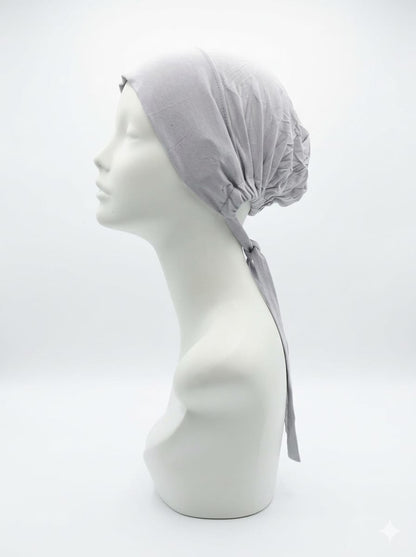 Jolie Nisa Tie Bonnet Light Grey Tie Hijab Cap | Adjustable Under-Scarf Bonnet Light Grey Tie Hijab Cap | Adjustable Under-Scarf Bonnet