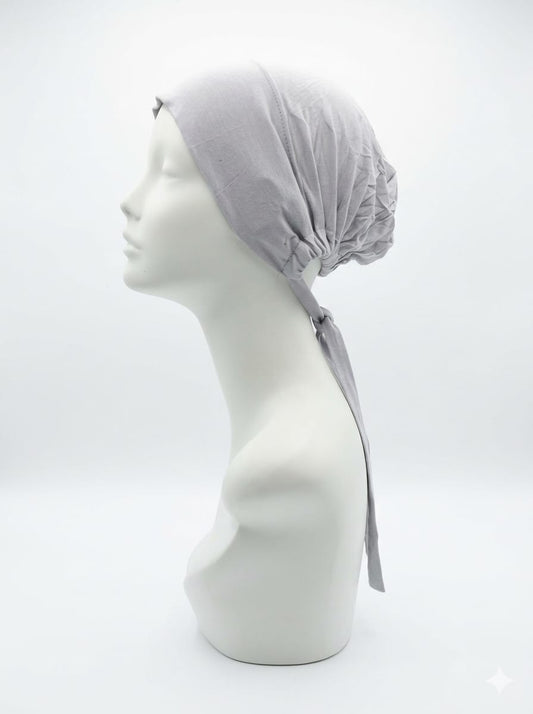 Jolie Nisa Tie Bonnet Light Grey Tie Hijab Cap | Adjustable Under-Scarf Bonnet Light Grey Tie Hijab Cap | Adjustable Under-Scarf Bonnet