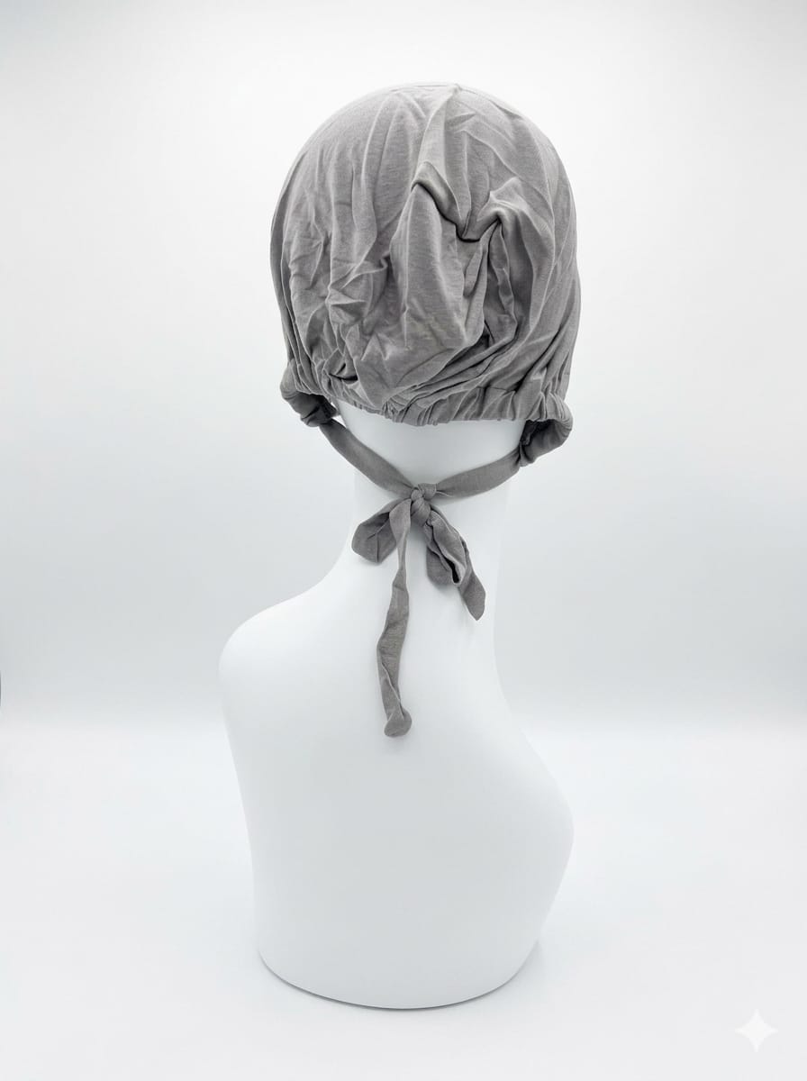 Jolie Nisa Tie Bonnet Light Grey Tie Hijab Cap | Adjustable Under-Scarf Bonnet Light Grey Tie Hijab Cap | Adjustable Under-Scarf Bonnet