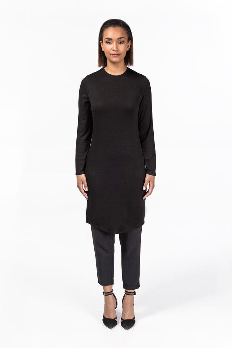 jolienisa Basic Black Knee length tunic T-shirt Dress