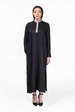 Load image into Gallery viewer, jolienisa S Black Button Down Tunic with Mandarin Collar
