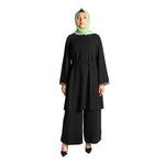 Load image into Gallery viewer, Black crepe polyester tunic and pants matching set from Jolie Nisa
