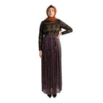 Load image into Gallery viewer, jolienisa Black Purple Floral Lace Maxi Dress Gown

