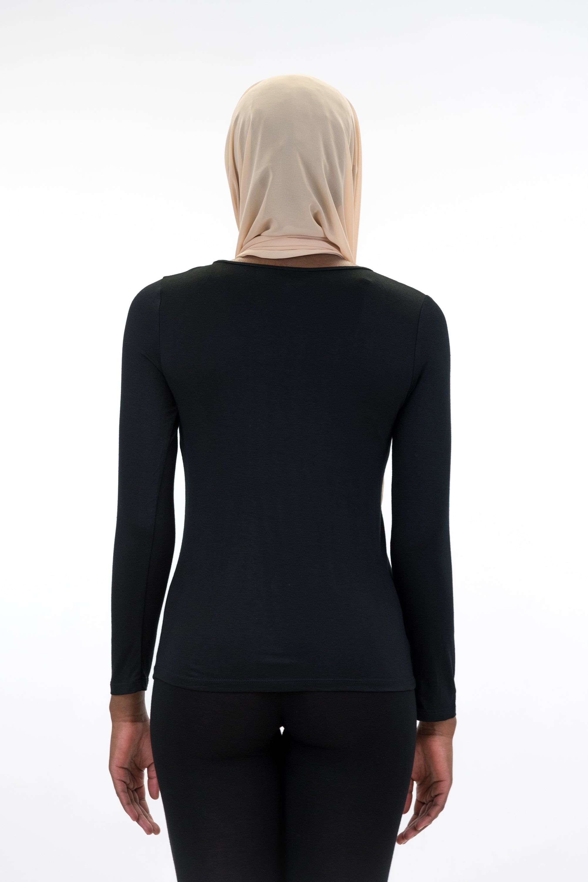 jolienisa Black Women's Basic Mock Neck  Fitted Long Sleeve Pullovers Tee Top