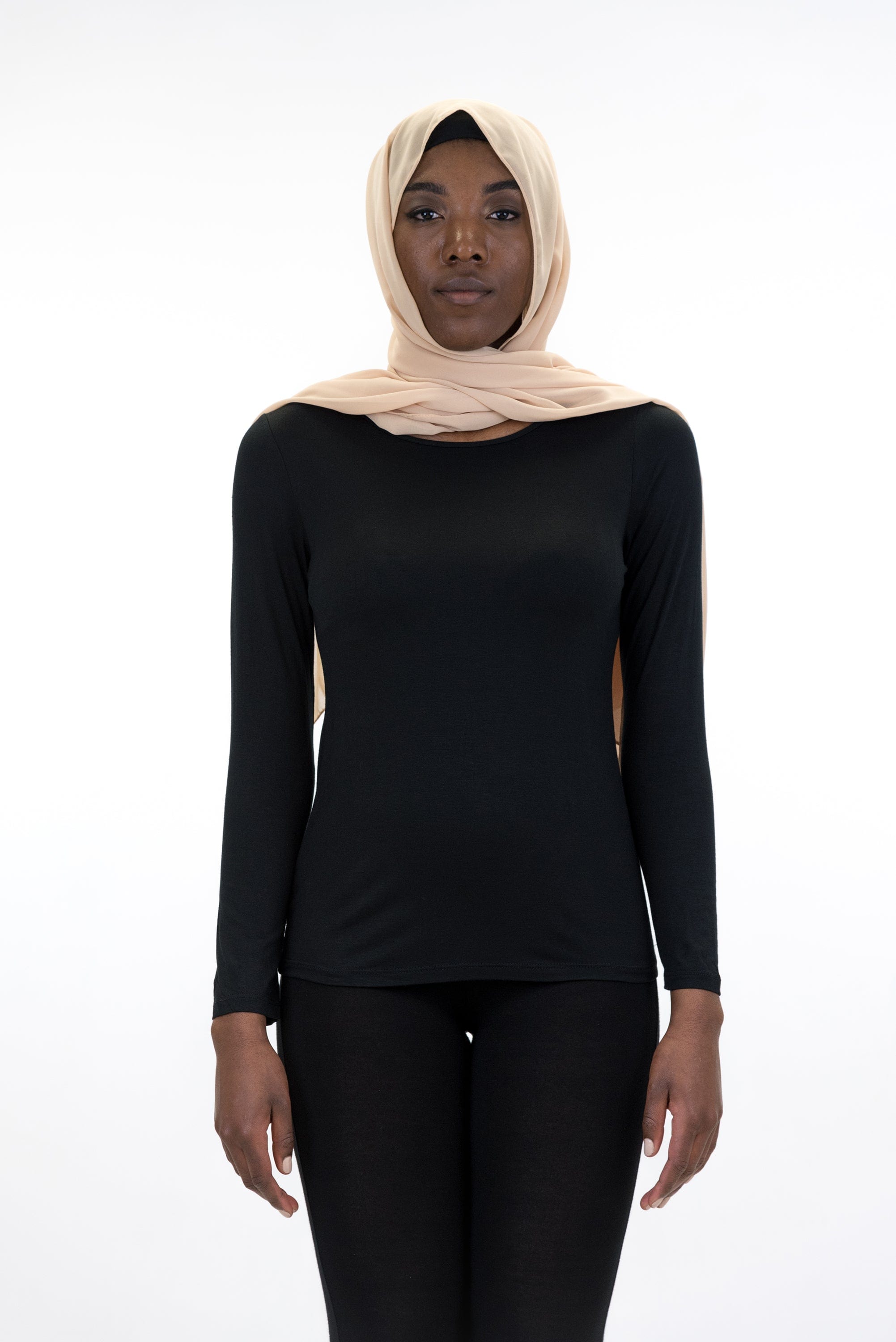 jolienisa Black Women's Basic Mock Neck  Fitted Long Sleeve Pullovers Tee Top