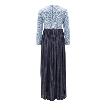 jolienisa Blue Grey Floral Lace Maxi Dress Gown