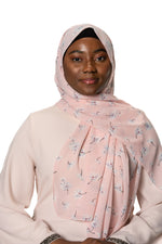 Load image into Gallery viewer, Jolie Nisa Hijab Soft Pink Elevate Your Style with Jolie Nisa Non-Slip Printed Chiffon Hijabs - Elegant, Comfortable, and Secure Hijabs for Women
