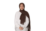 Load image into Gallery viewer, Jolie Nisa Hijab Coffee Elevate your style with the Non-Slip Bubble Chiffon Hijab by Jolie Nisa. With its comfortable and secure fit, this hijab is perfect for any occasion. Shop now! Jolie Nisa Non-Slip Premium Bubble Chiffon Hijab for All-Day Comfort 
