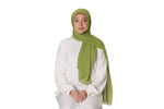 Load image into Gallery viewer, Jolie Nisa Hijab Perrot Green Elevate your style with the Non-Slip Bubble Chiffon Hijab by Jolie Nisa. With its comfortable and secure fit, this hijab is perfect for any occasion. Shop now! Jolie Nisa Non-Slip Premium Bubble Chiffon Hijab for All-Day Comfort 
