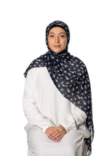 Load image into Gallery viewer, Jolie Nisa Hijab Infinity Navy Experience Luxury and Comfort with Jolie Nisa Premium Crinkle Chiffon Hijab - Non-Slip, Elegant and Breathable Hijab for Women
