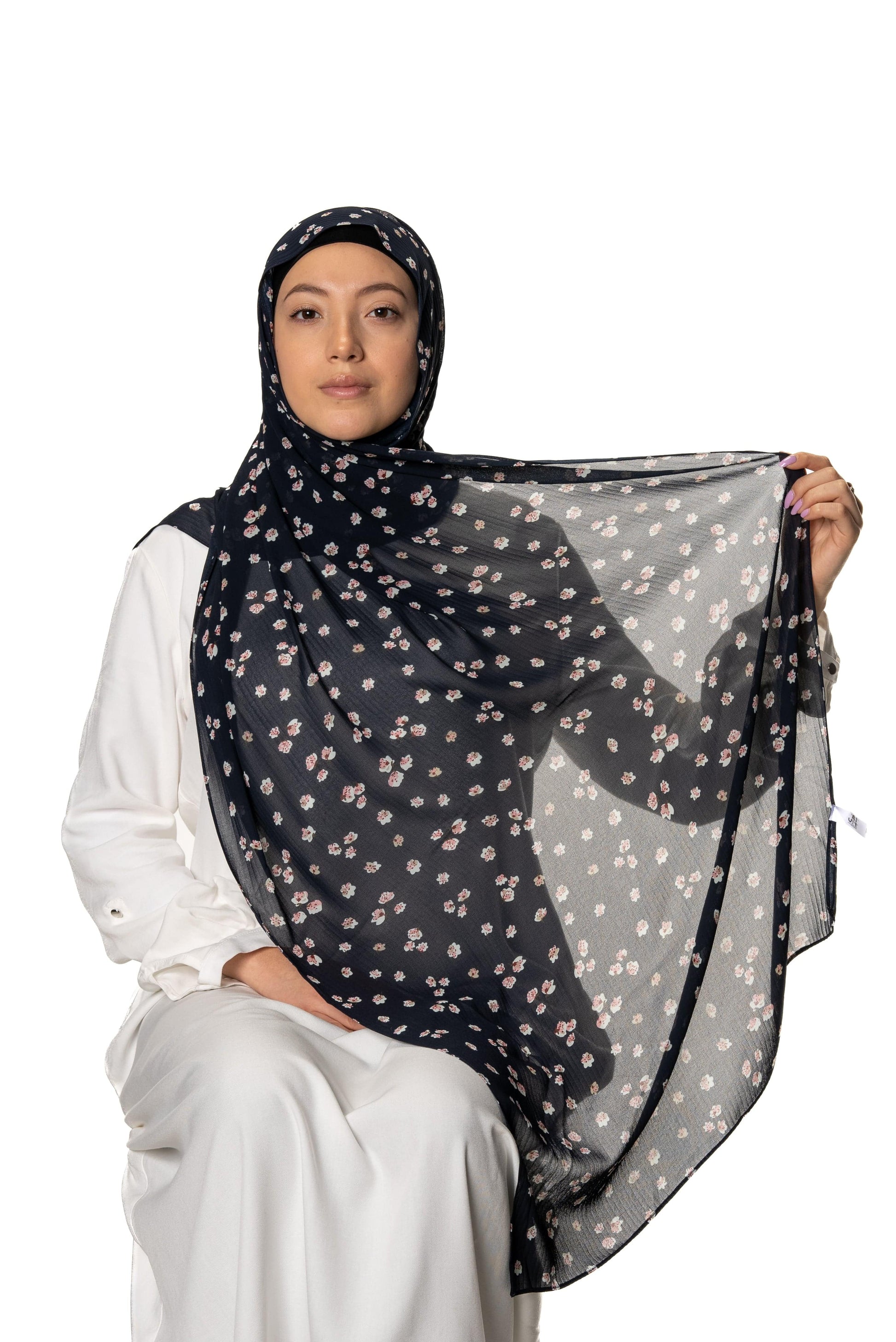 Jolie Nisa Hijab Navy Bliss Experience Luxury and Comfort with Jolie Nisa Premium Crinkle Chiffon Hijab - Non-Slip, Elegant and Breathable Hijab for Women