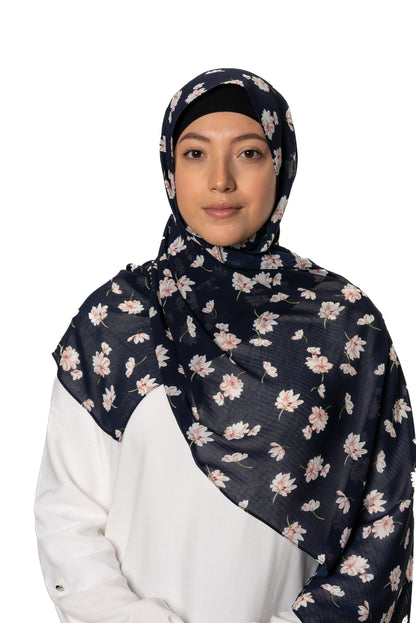 Jolie Nisa Hijab Navy Dream Experience Luxury and Comfort with Jolie Nisa Premium Crinkle Chiffon Hijab - Non-Slip, Elegant and Breathable Hijab for Women