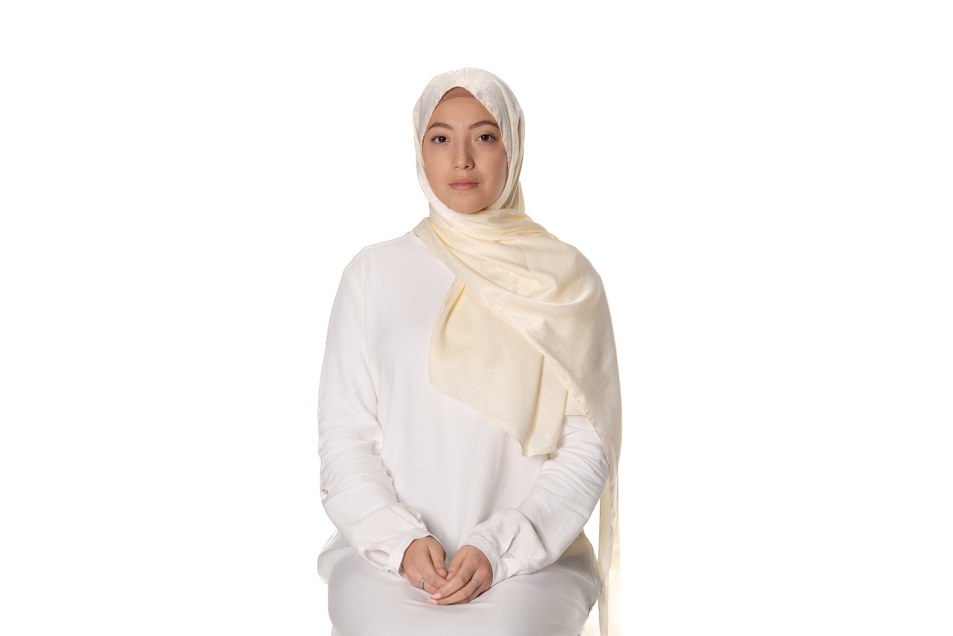 Jolie Nisa Hijab Cream Feel Luxurious and Elegant with Jolie Nisa Velvet Crushed Silk Satin Hijab - Maxi Size, Mid-Weight, Ripple Grain Texture Shop Jolie Nisa Velvet Crushed Silk Satin Hijab - Luxuriously Soft & Chic