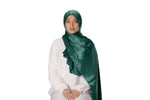 Load image into Gallery viewer, Jolie Nisa Hijab Forest Green Feel Luxurious and Elegant with Jolie Nisa Velvet Crushed Silk Satin Hijab - Maxi Size, Mid-Weight, Ripple Grain Texture Shop Jolie Nisa Velvet Crushed Silk Satin Hijab - Luxuriously Soft &amp; Chic
