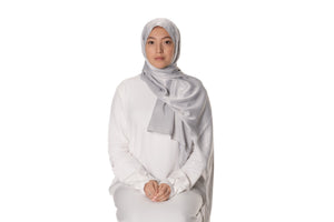 Jolie Nisa Hijab Silver Grey Feel Luxurious and Elegant with Jolie Nisa Velvet Crushed Silk Satin Hijab - Maxi Size, Mid-Weight, Ripple Grain Texture Shop Jolie Nisa Velvet Crushed Silk Satin Hijab - Luxuriously Soft & Chic
