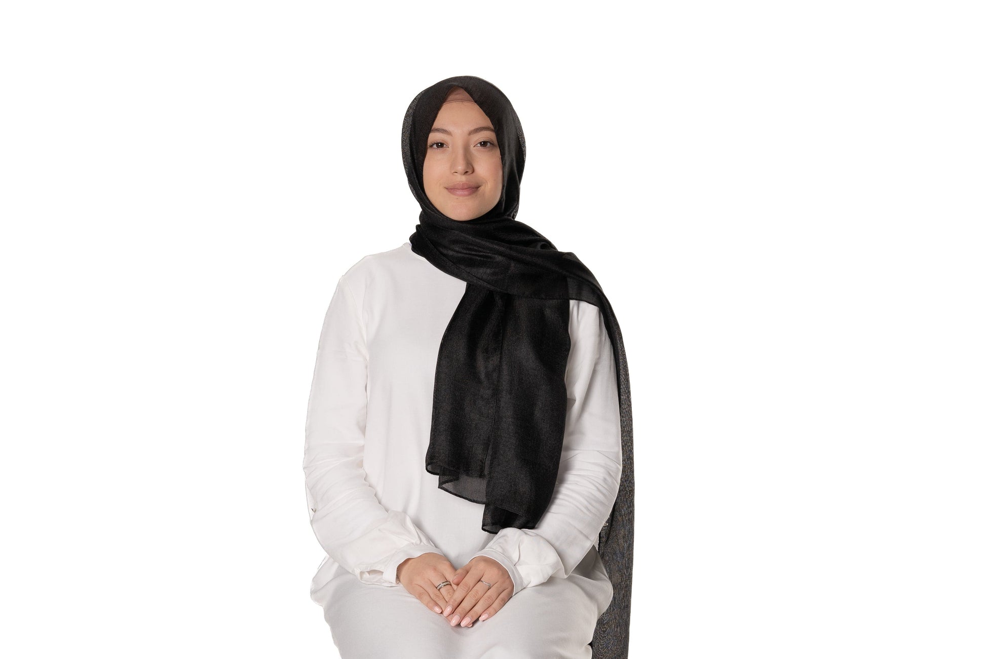 Jolie Nisa Hijab Black Jolie Nisa Imitation Silk Hijab - Elegant & Comfortable Scarf for Women