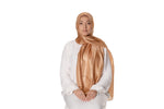 Load image into Gallery viewer, Jolie Nisa Hijab Gold Jolie Nisa Imitation Silk Hijab - Elegant &amp; Comfortable Scarf for Women
