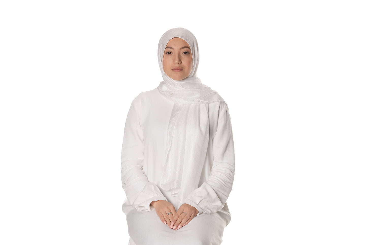 Jolie Nisa Hijab White Jolie Nisa Imitation Silk Hijab - Elegant & Comfortable Scarf for Women