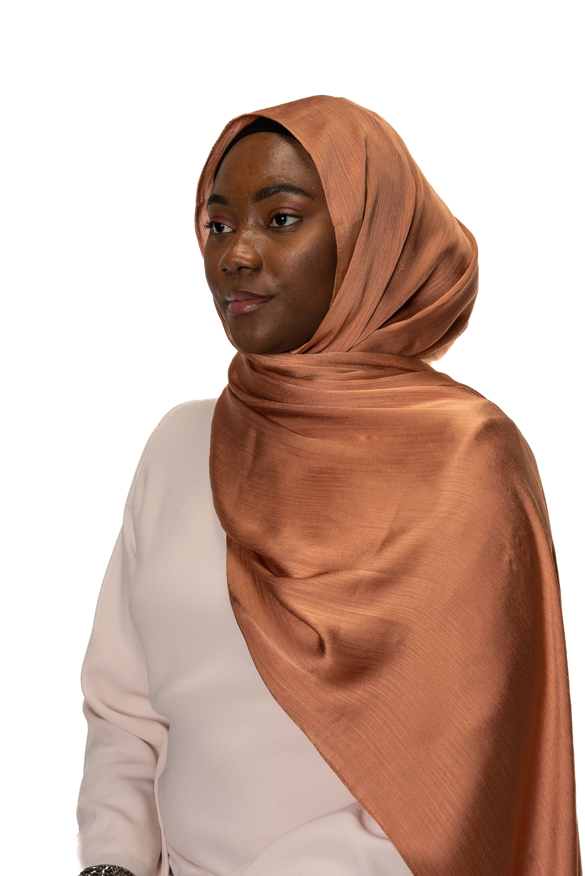 Jolie Nisa Hijab Caramel Jolie Nisa None Slip Premium Satin Crinkle Hijab Scarf Your Style with Jolie Nisa None Slip Premium Satin Crinkle Hijab Scarf